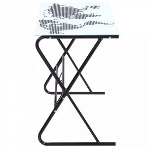 Birou din sticla cu model harta lumii - V242282V - Img 3