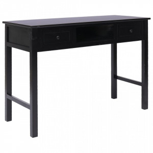Birou, negru, 108x45x76 cm, lemn masiv de paulownia - V338538V