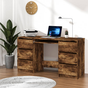 Birou, stejar fumuriu, 140x50x77 cm, lemn prelucrat - V815438V - Img 2