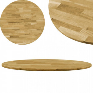 Blat de masa, lemn masiv de stejar, rotund, 23 mm, 700 mm - V245984V - Img 1