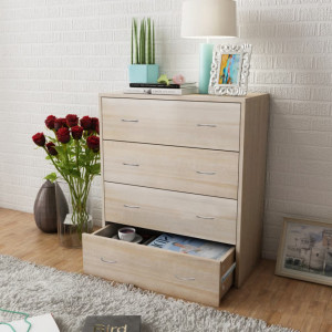Bufet cu 4 sertare, 60 x 30,5 x 71 cm, culoare stejar - V242544V