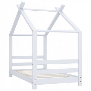 Cadru pat de copii, alb, 70 x 140 cm, lemn masiv de pin - V289610V - Img 2