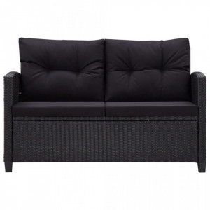 Canapea de gradina cu 2 locuri cu perne, negru, 124 cm, poliratan - V46155V - Img 2