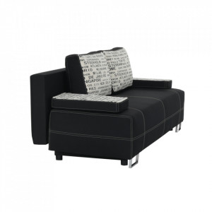 Canapea extensibilă cu spaţiu de depozitare, negru/model, 196x87x75 cm - TP45942 - Img 14