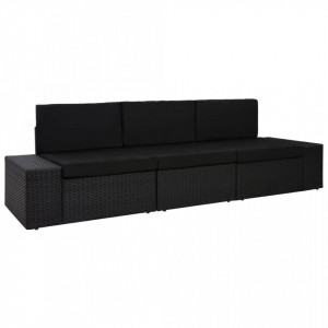 Canapea modulara cu 3 locuri, negru, poliratan - V49506V
