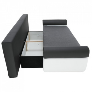 Canapea, piele ecologică alba+gri/material textil gri, 204x89x90 cm - TP88081 - Img 20