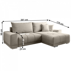 Canapea universală, gri-bej Taupe, 261x178x98 cm - TP288229 - Img 6