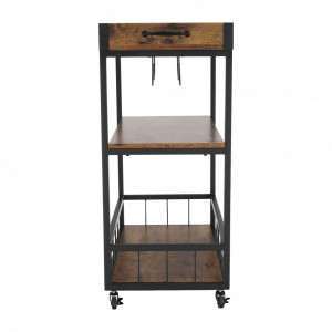 Cărucior de servire, culoarea stejar smoke/negru, 80x40x90 cm - TP276316 - Img 14