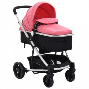 Carut/landou pentru copii 2-in-1, roz si negru, aluminiu - V10153V - Img 3