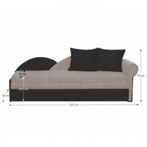 Colţar extensibil, dreapta, 197x78x75 cm gri și negru - TP62052 - Img 4