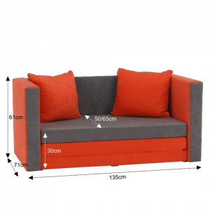 Colţar extensibil, portocaliu/gri, 135x61x71 cm - TP115243 - Img 12
