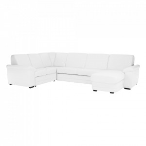 Colţar în formă de U, piele ecologică albă, model dreapta, 330x215/153x88 cm - TP151498 - Img 5
