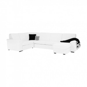 Colţar în formă de U, piele ecologică albă, model dreapta, 330x215/153x88 cm - TP151498 - Img 10