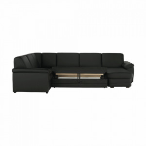 Colţar în formă de U, piele ecologică neagră, model dreapta, 330x88x215/153 cm - TP108349 - Img 20