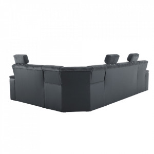 Colţar, piele ecologică negru/material, model dreapta, 325x86/106x168/217 cm - TP149898 - Img 18