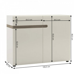 Comodă 109,5x42x86,5 cm, alb lucios și sonoma truflu - TP22319 - Img 12