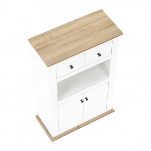 Comodă, alb și culoarea stejar, 85x40x130 cm - TP264793 - Img 6