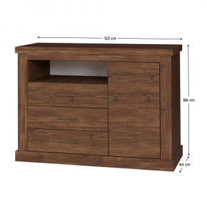 Comodă cu 3 sertare și 1 dulap, maro, 123x44x88 cm - TP264723 - Img 4