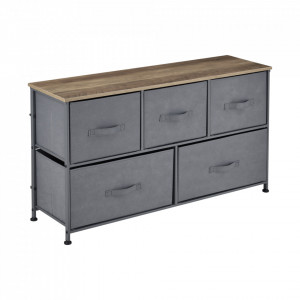 Comoda cu 5 sertare gri/efect lemn - P66829636 - Img 2
