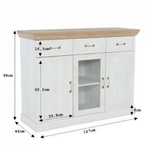 Comodă cu trei uşi, 127x98x46 cm, pin nordic și stejar sălbatic - TP86108 - Img 13