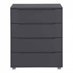 Comoda Hallefors DG1, 101,5 x 80 x 48 cm, PAL/ invelis melamina, gri inchis cu 4 sertare - P72528807 - Img 3
