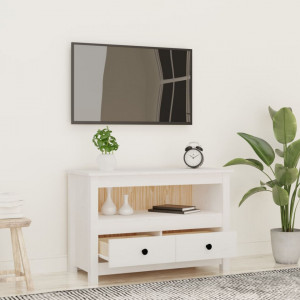 Comodă TV, alb, 79x35x52 cm, lemn masiv de pin - V821498V - Img 3