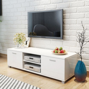 Comoda TV, alb extralucios, 140 x 40,3 x 34,7 cm - V243043V - Img 1