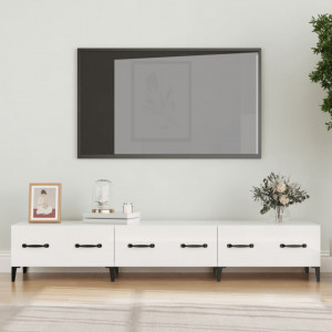 Comodă TV, alb extralucios, 150x34,5x30 cm, lemn prelucrat - V812651V - Img 2