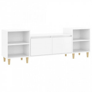 Comodă TV, alb extralucios, 160x35x55 cm, lemn prelucrat - V821190V