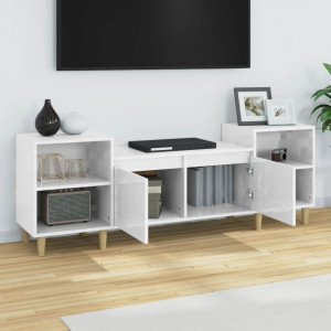 Comodă TV, alb extralucios, 160x35x55 cm, lemn prelucrat - V821190V - Img 4