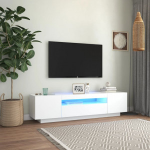 Comodă TV cu lumini LED, alb, 160x35x40 cm - V804427V - Img 2