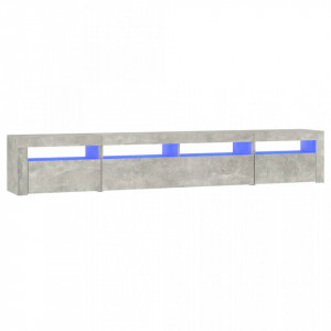 Comodă TV cu lumini LED, gri beton, 240x35x40 cm - V3152725V