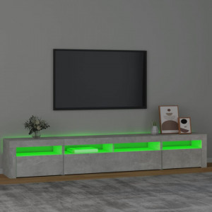 Comodă TV cu lumini LED, gri beton, 240x35x40 cm - V3152725V - Img 4