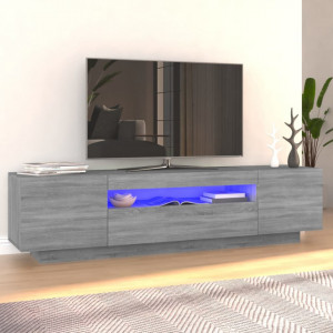 Comodă TV cu lumini LED, gri sonoma, 160x35x40 cm - V815727V - Img 2