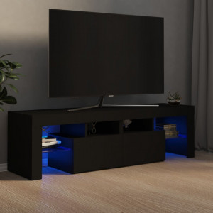 Comoda TV cu lumini LED, negru, 140x35x40 cm - V804365V - Img 2