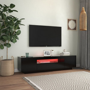 Comodă TV cu lumini LED, negru, 160x35x40 cm - V804428V - Img 4