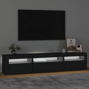 Comodă TV cu lumini LED, negru, 195x35x40 cm - V3152739V - Img 3