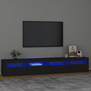 Comodă TV cu lumini LED, negru, 240x35x40cm - V3152723V - Img 2