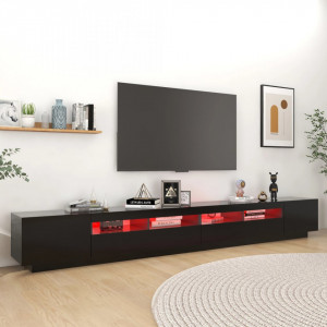 Comodă TV cu lumini LED, negru, 300x35x40 cm - V3081925V - Img 3