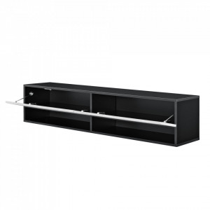 Comoda TV de perete cu 2 usi si 2 rafturi, negru/efect beton - P73294038 - Img 2