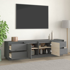 Comodă TV, gri, 176x37x47,5 cm, lemn masiv de pin - V814321V - Img 3