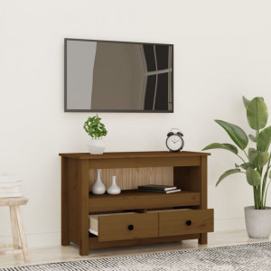 Comodă TV, maro miere, 79x35x52 cm, lemn masiv de pin - V821500V - Img 3