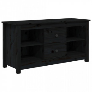 Comodă TV, negru, 103x36,5x52 cm, lemn masiv de pin - V814573V