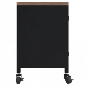 Comodă TV, negru, 110x30x43 cm, fier și lemn masiv de brad - V340766V - Img 4