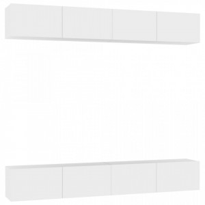 Comode TV, 4 buc., alb, 100x30x30 cm, lemn prelucrat - V3074452V - Img 1