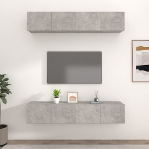 Comode TV, 4 buc., gri beton, 80x30x30 cm, lemn prelucrat - V3114185V - Img 2
