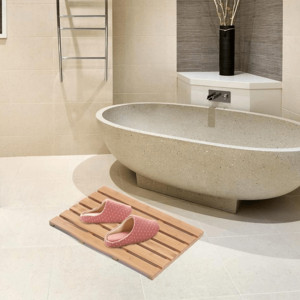 Covor antiderapant pentru baie, bambus natural lăcuit, 59x38x3 cm - TP272283 - Img 6