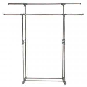 Cuier cu 2 rafturi, 74-172x41x80-157 cm, crom și gri - TP275021 - Img 7