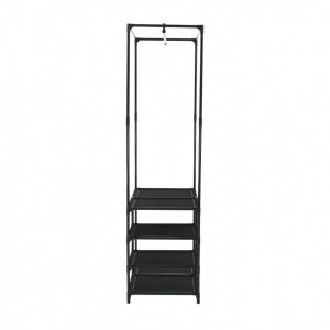 Cuier multifuncţional cu rafturi, 84x44x158 cm, negru - TP275329 - Img 1