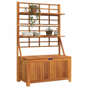 Cutie de depozitare cu spalier, 99x50x160 cm, lemn masiv acacia - V318760V - Img 3